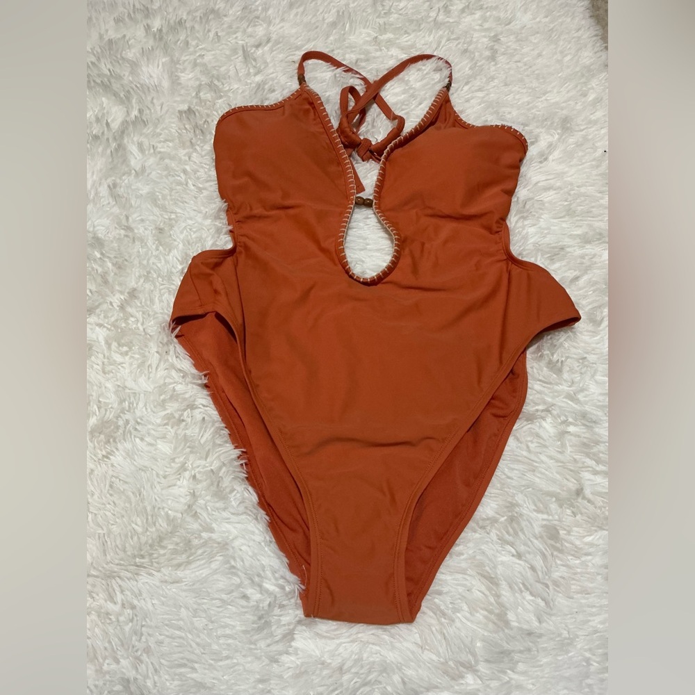 Shade & Shore | Size XL (16) | Burnt Orange | Extra High Leg Cheeky Swimsuit NWT